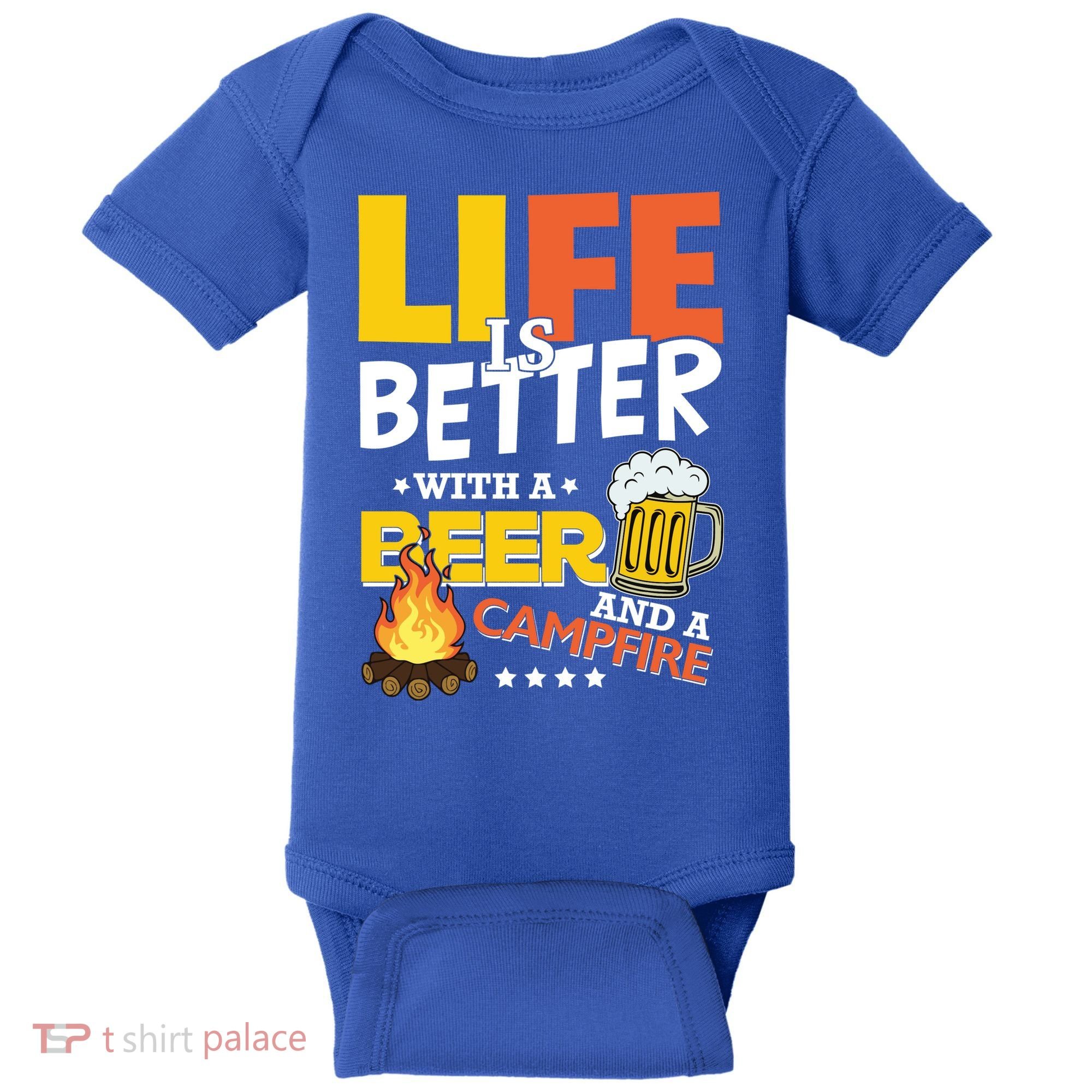 Life Is Better With A Beer And A Campfire Gift For Beer Day Baby Bodysuit