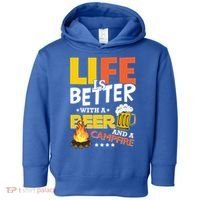 Life Is Better With A Beer And A Campfire Gift For Beer Day Toddler Hoodie thumb 0