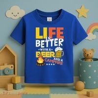 Life Is Better With A Beer And A Campfire Gift For Beer Day Toddler T-Shirt thumb 3