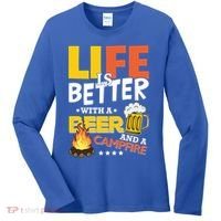 Life Is Better With A Beer And A Campfire Gift For Beer Day Women's Long Sleeve Shirt thumb 0