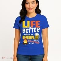 Life Is Better With A Beer And A Campfire Gift For Beer Day Women's T-Shirt thumb 4