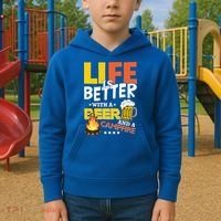 Life Is Better With A Beer And A Campfire Gift For Beer Day Kids Hoodie thumb 2