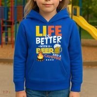 Life Is Better With A Beer And A Campfire Gift For Beer Day Kids Hoodie thumb 3