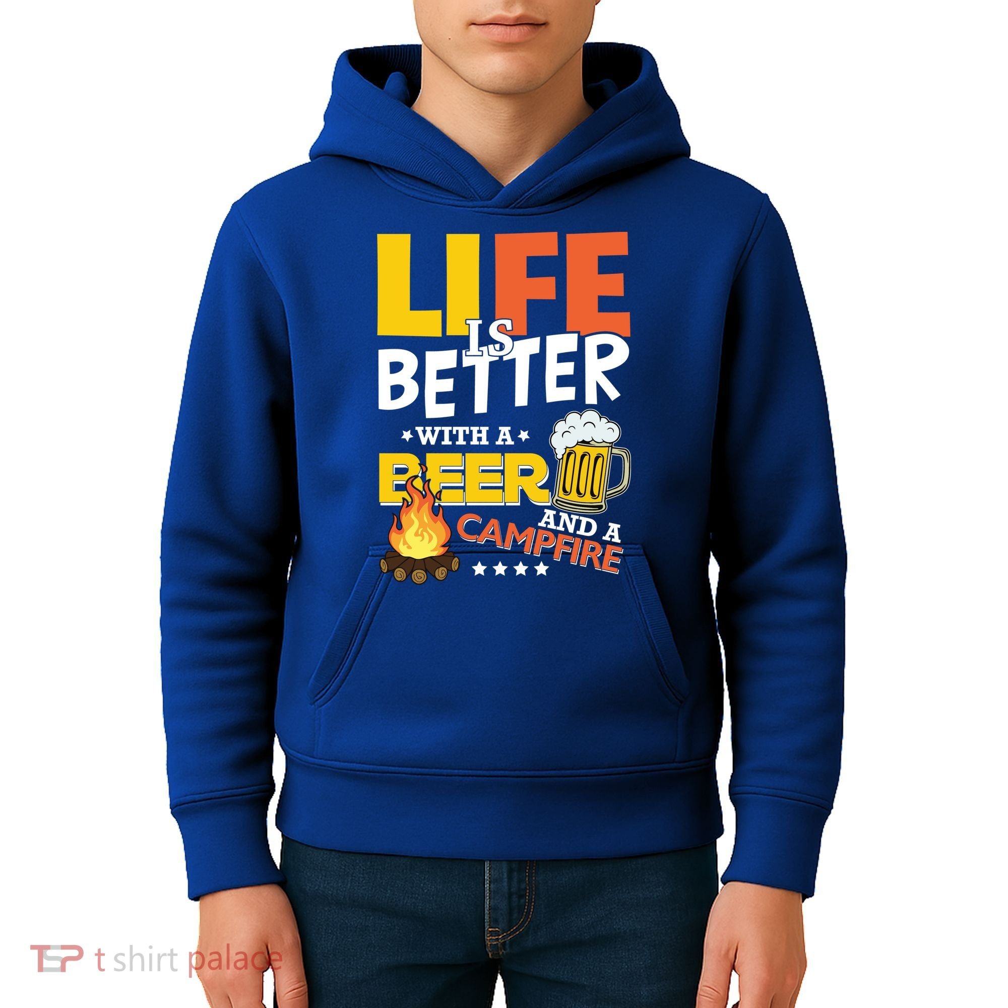 Life Is Better With A Beer And A Campfire Gift For Beer Day Kids Hoodie