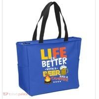 Life Is Better With A Beer And A Campfire Gift For Beer Day Tote Bag thumb 2