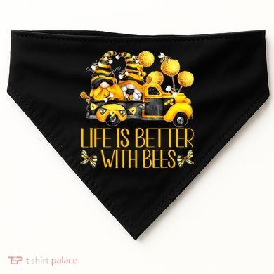 Life Is Better With Bees For Beekeeper Honey Bee Gnome Cute Gift USA-Made Doggie Bandana