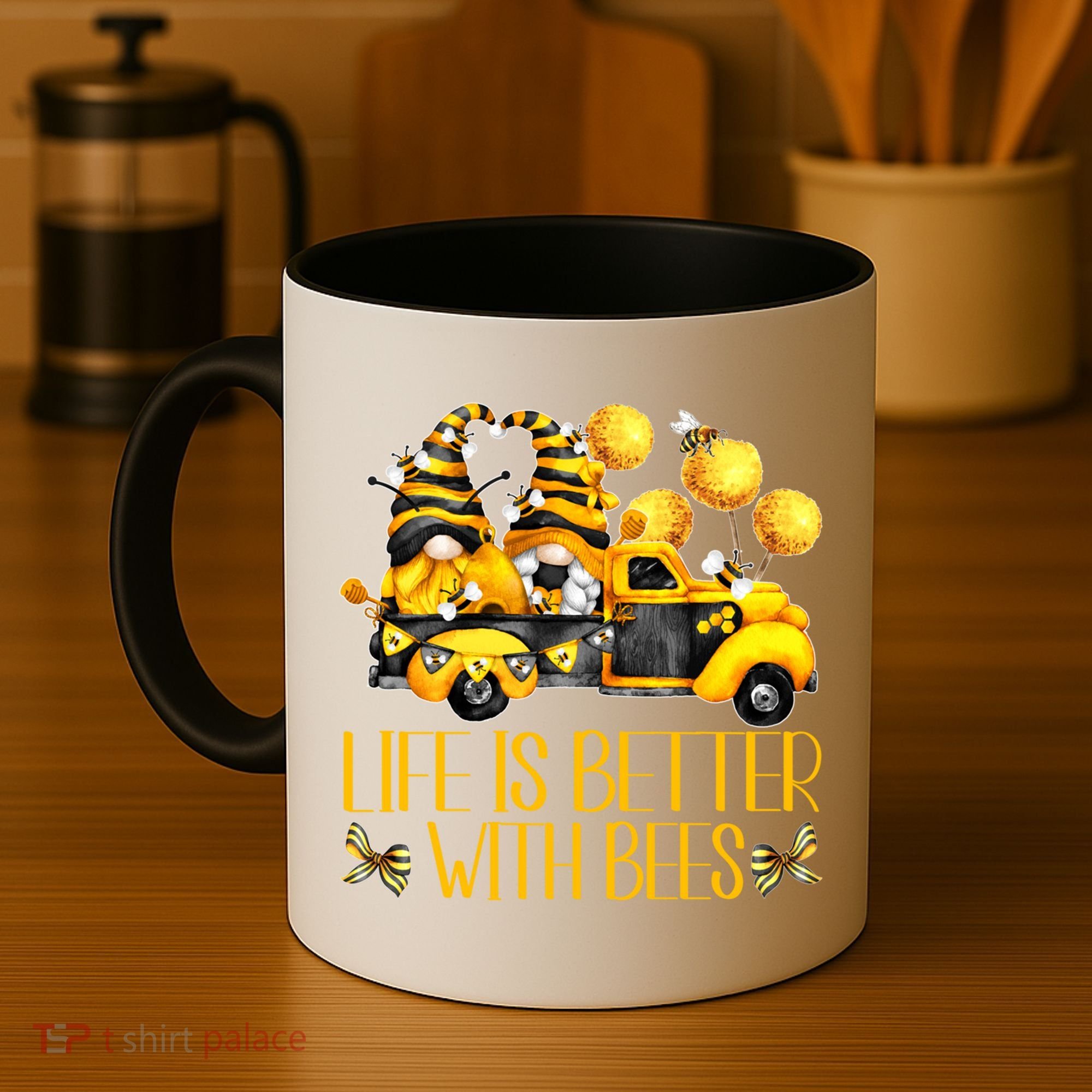 Life Is Better With Bees For Beekeeper Honey Bee Gnome Cute Gift Coffee Mug