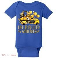 Life Is Better With Bees For Beekeeper Honey Bee Gnome Cute Gift Baby Bodysuit thumb 0