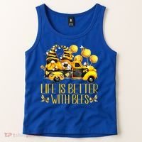 Life Is Better With Bees For Beekeeper Honey Bee Gnome Cute Gift Tank Top thumb 2