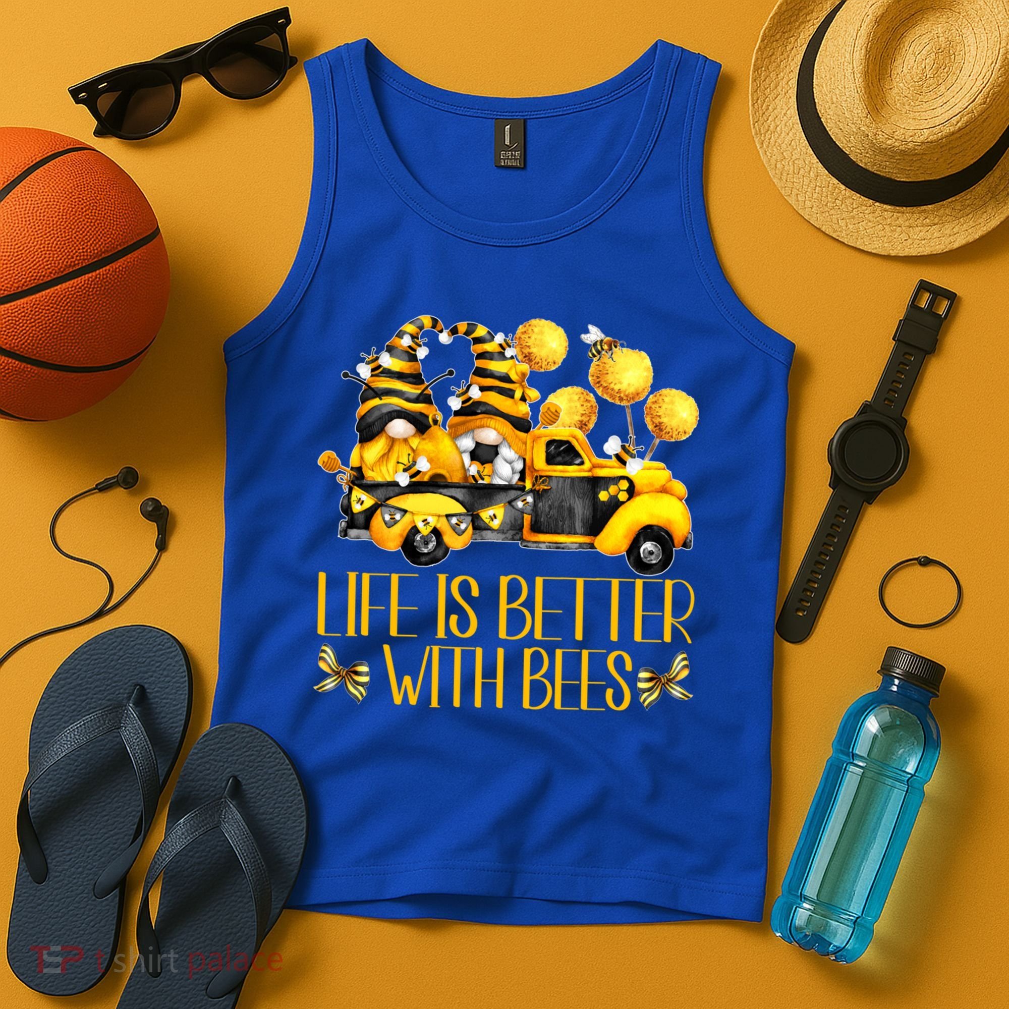 Life Is Better With Bees For Beekeeper Honey Bee Gnome Cute Gift Tank Top