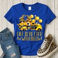 Life Is Better With Bees For Beekeeper Honey Bee Gnome Cute Gift Women's T-Shirt thumb 3