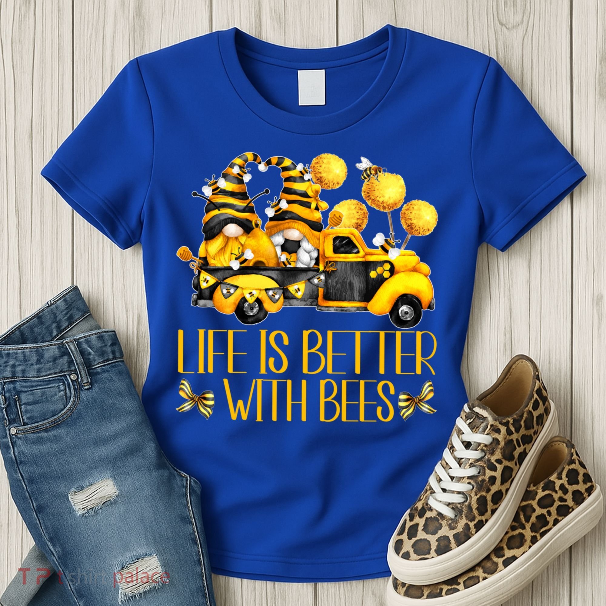 Life Is Better With Bees For Beekeeper Honey Bee Gnome Cute Gift Women's T-Shirt