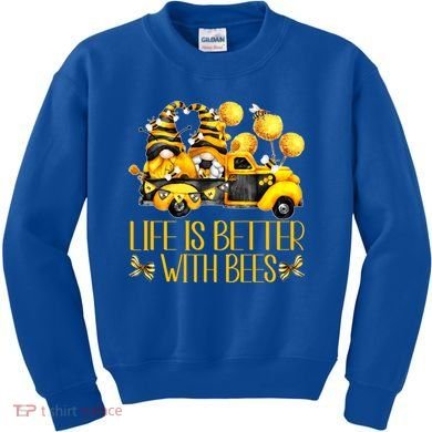 Life Is Better With Bees For Beekeeper Honey Bee Gnome Cute Gift Kids Sweatshirt