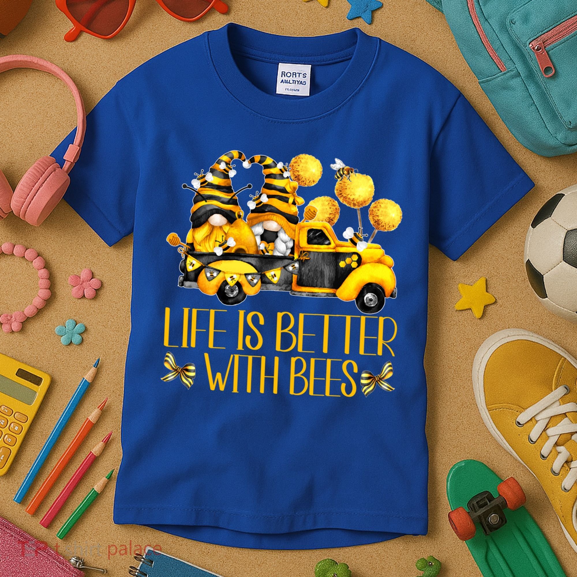 Life Is Better With Bees For Beekeeper Honey Bee Gnome Cute Gift Kids T-Shirt