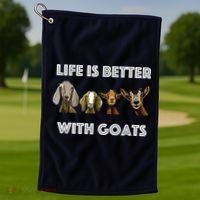 Life Is Better With Goats Goat Lover Golf Towel thumb 1