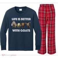 Life Is Better With Goats Goat Lover Kids Long Sleeve Plaid Pajama Set thumb 0