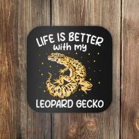 Life Is Better With My Leopard Gecko Funny Coaster thumb 0