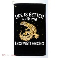 Life Is Better With My Leopard Gecko Funny Golf Towel thumb 0