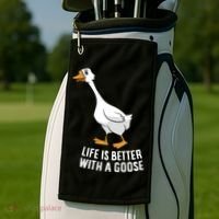 Life Is Better With A Goose Funny Goose Gift Golf Towel thumb 2