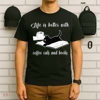 Life Is Better With Coffee Cats And Books Cat Lover TShirt T-Shirt thumb 6