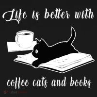 Life Is Better With Coffee Cats And Books Cat Lover TShirt Coaster thumb 2