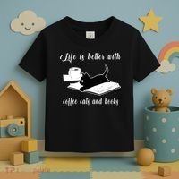 Life Is Better With Coffee Cats And Books Cat Lover TShirt Toddler T-Shirt thumb 3