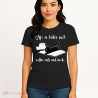 Life Is Better With Coffee Cats And Books Cat Lover TShirt Women's T-Shirt thumb 4