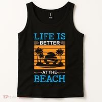 Life Is Better At The Beach Summer Vacation Quote Tank Top thumb 2