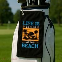 Life Is Better At The Beach Summer Vacation Quote Golf Towel thumb 2