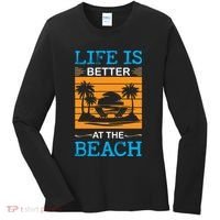 Life Is Better At The Beach Summer Vacation Quote Women's Long Sleeve Shirt thumb 0