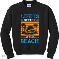 Life Is Better At The Beach Summer Vacation Quote Kids Sweatshirt thumb 0