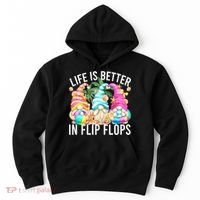 Life Is Better In Flip Flops For Beach Girls Summer Gnomes Hoodie thumb 0