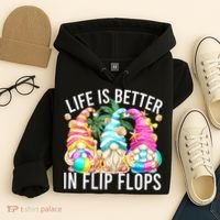 Life Is Better In Flip Flops For Beach Girls Summer Gnomes Hoodie thumb 4