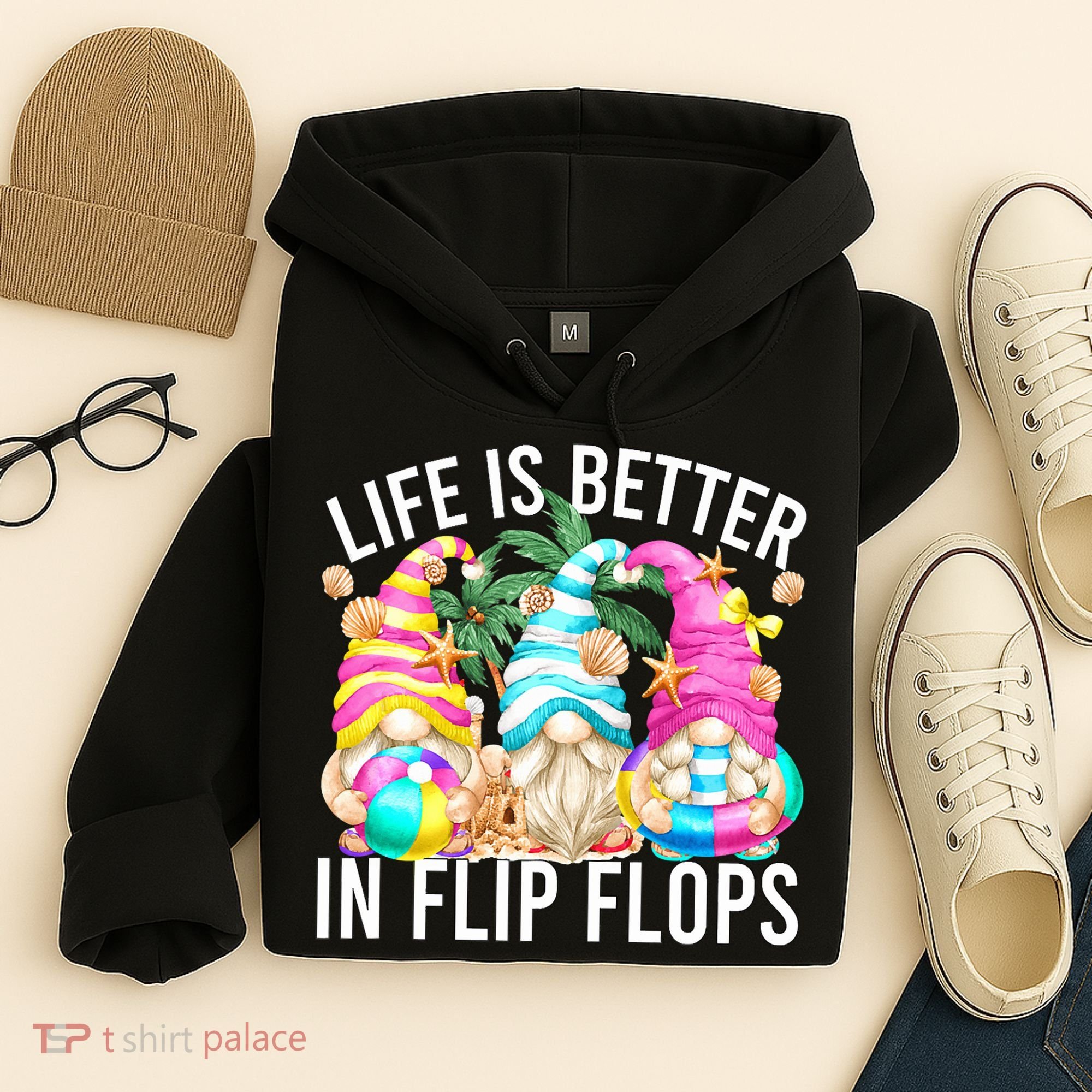 Life Is Better In Flip Flops For Beach Girls Summer Gnomes Hoodie