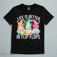 Life Is Better In Flip Flops For Beach Girls Summer Gnomes T-Shirt thumb 5
