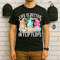 Life Is Better In Flip Flops For Beach Girls Summer Gnomes T-Shirt thumb 6