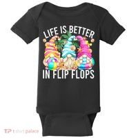 Life Is Better In Flip Flops For Beach Girls Summer Gnomes Baby Bodysuit thumb 0