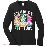 Life Is Better In Flip Flops For Beach Girls Summer Gnomes Women's Long Sleeve Shirt thumb 0