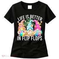 Life Is Better In Flip Flops For Beach Girls Summer Gnomes Women's T-Shirt thumb 0