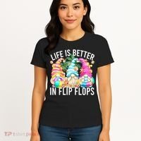 Life Is Better In Flip Flops For Beach Girls Summer Gnomes Women's T-Shirt thumb 4