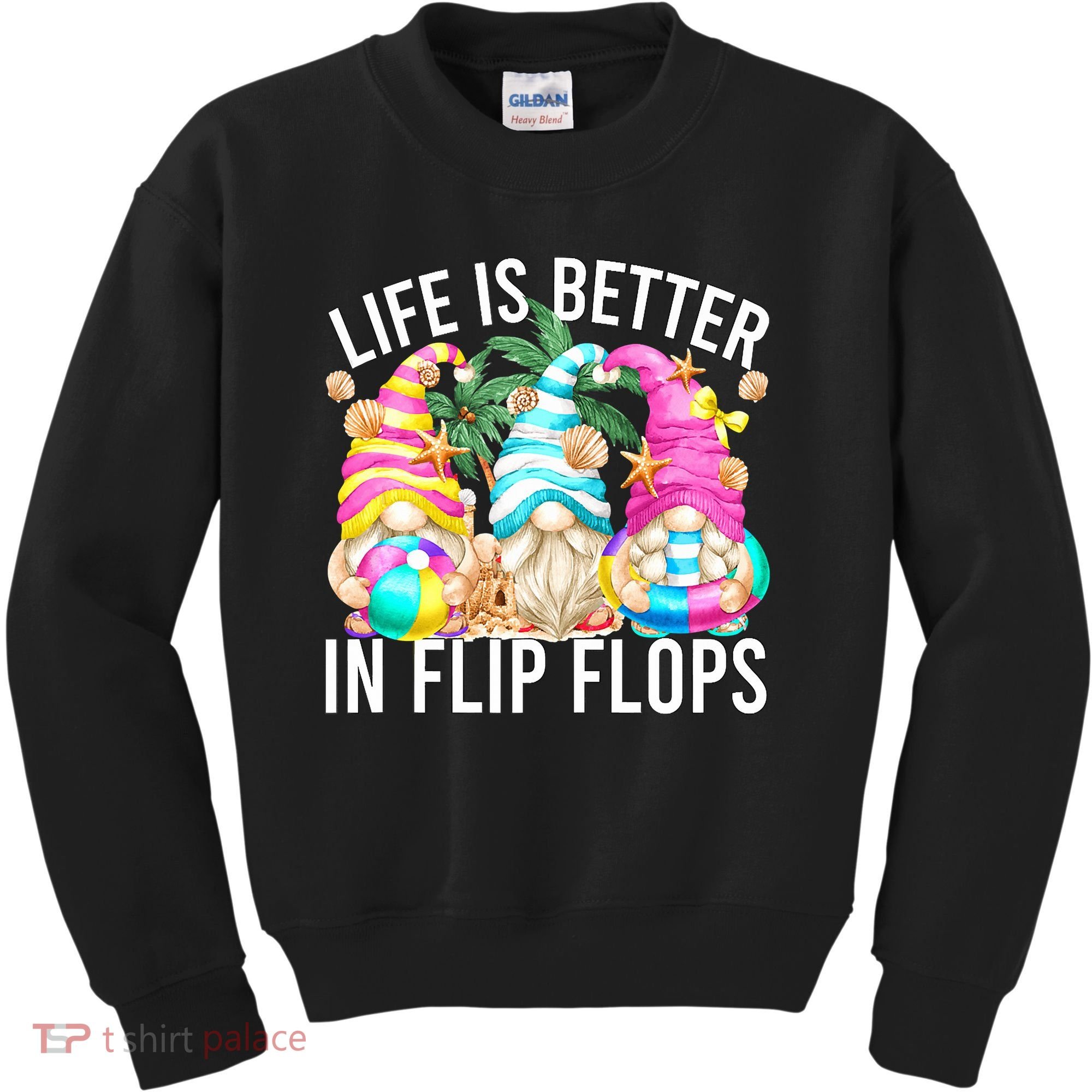 Life Is Better In Flip Flops For Beach Girls Summer Gnomes Kids Sweatshirt