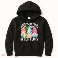 Life Is Better In Flip Flops For Beach Girls Summer Gnomes Kids Hoodie thumb 0