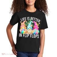 Life Is Better In Flip Flops For Beach Girls Summer Gnomes Kids T-Shirt thumb 2