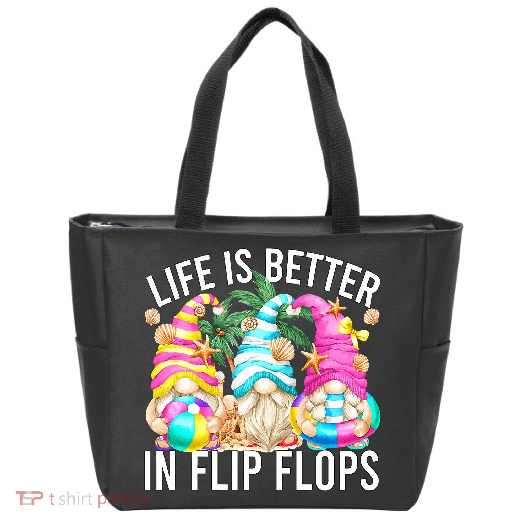 Life Is Better In Flip Flops For Beach Girls Summer Gnomes Tote Bag