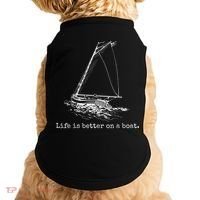 Life Is Better On A Boat Sailboat Sketch Cool Sailing Doggie Tank thumb 0