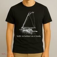 Life Is Better On A Boat Sailboat Sketch Cool Sailing T-Shirt thumb 3