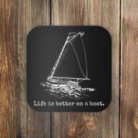 Life Is Better On A Boat Sailboat Sketch Cool Sailing Coaster thumb 0