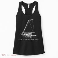 Life Is Better On A Boat Sailboat Sketch Cool Sailing Women's Tank Top thumb 0