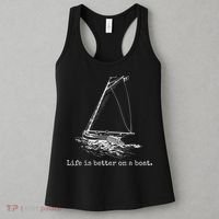 Life Is Better On A Boat Sailboat Sketch Cool Sailing Women's Tank Top thumb 3