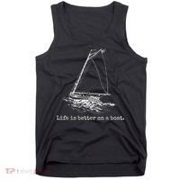 Life Is Better On A Boat Sailboat Sketch Cool Sailing Tank Top thumb 0